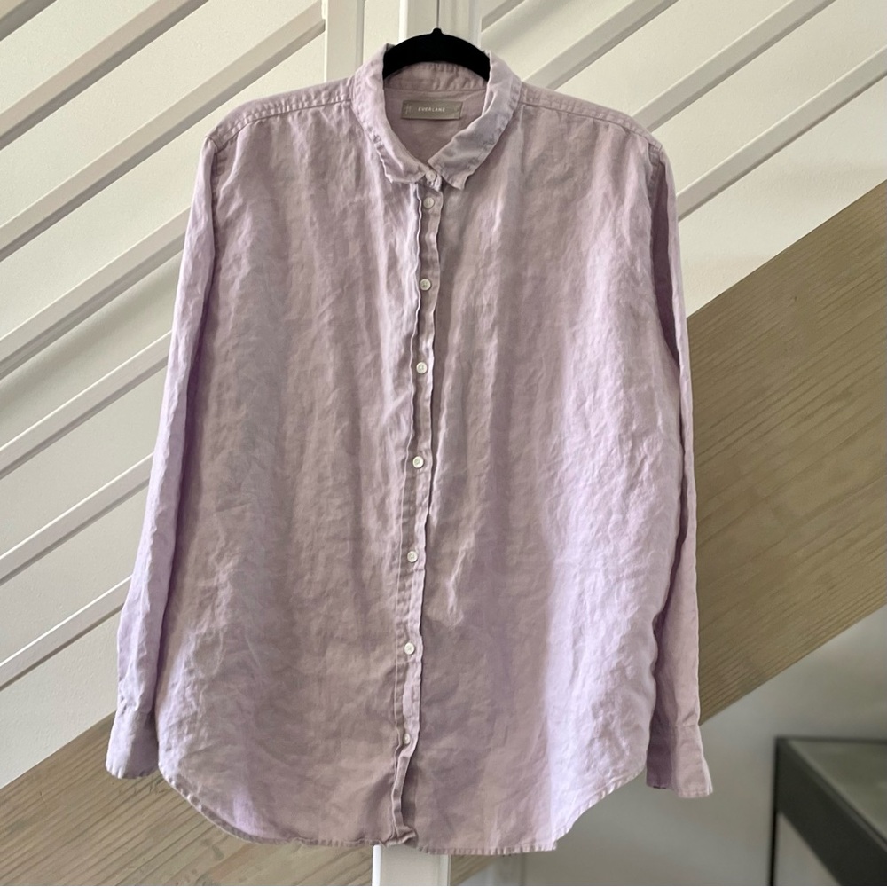 Everlane Lavender Purple Linen Button Down Shirt 16